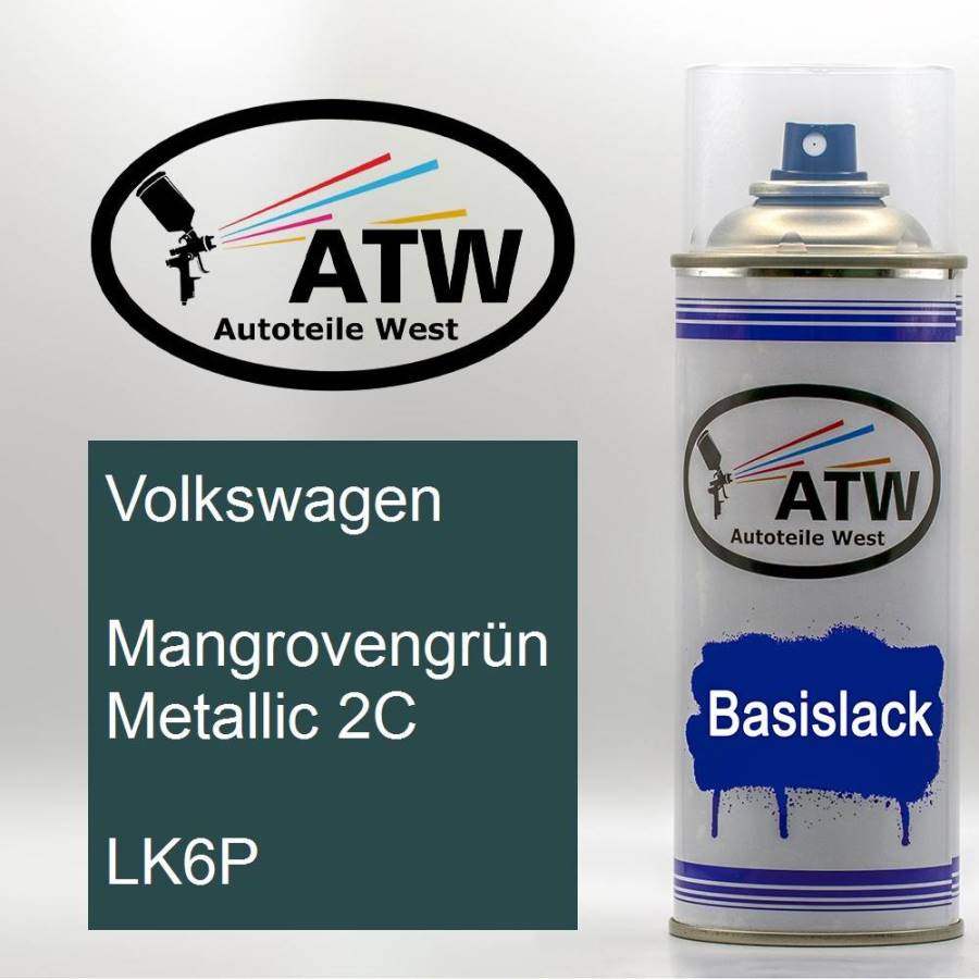 Volkswagen, Mangrovengrün Metallic 2C, LK6P: 400ml Sprühdose, von ATW Autoteile West.